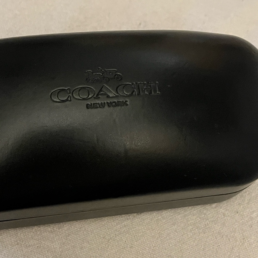 Coach Sunglass Case Black Leather Embossed Hard Clamshell